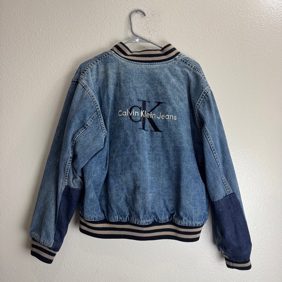 Other - Calvin Klein Denim Varsity Jacket Size Small Vintage Oversized